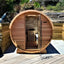 Custom - made square modern solid - wood outdoor sauna room with a computer control panel and a capacity for 4 people