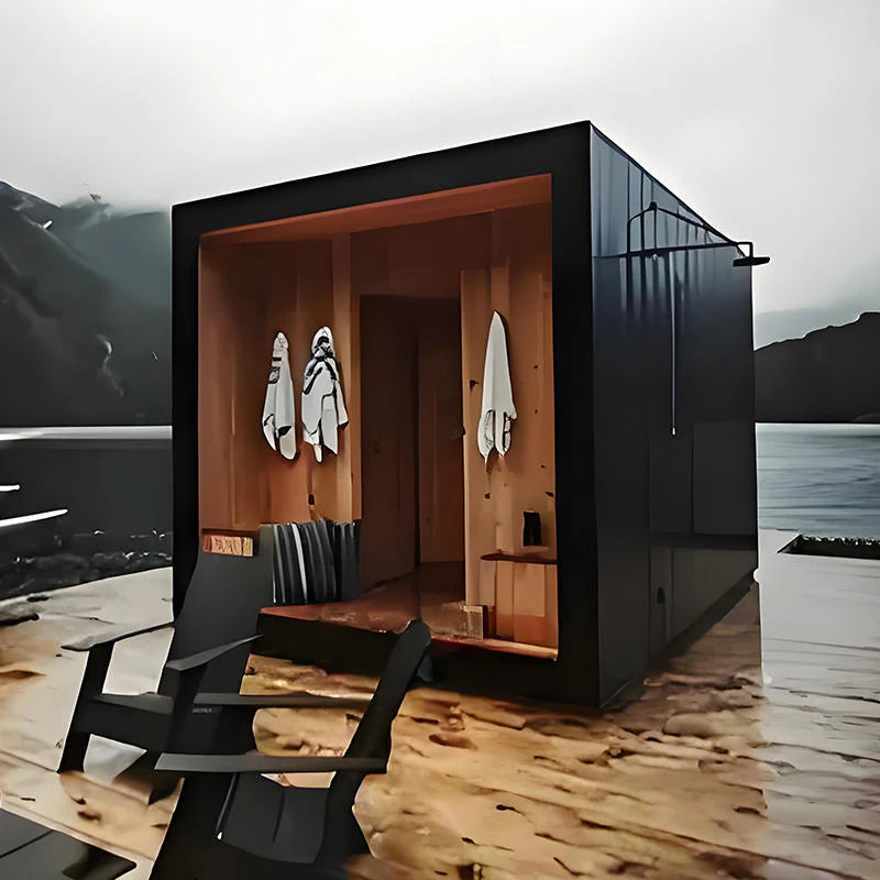 Custom - sized outdoor solid - wood steam sauna room in a traditional square style, ideal for relaxation in the garden 主圖