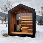 Pointed - roof far - infrared indoor sauna. It features a modern design, is made of red cedar solid wood, comes with a steam function, control panel, and accessories, and is suitable for villas.