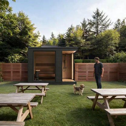 Full‑View Outdoor Infrared Multi‑Person Wooden Sauna