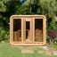 Affordable Solid - wood Outdoor Square - shaped Sauna for 4 - 6 People. It features a modern - designed sauna room with modern energy - saving functions.