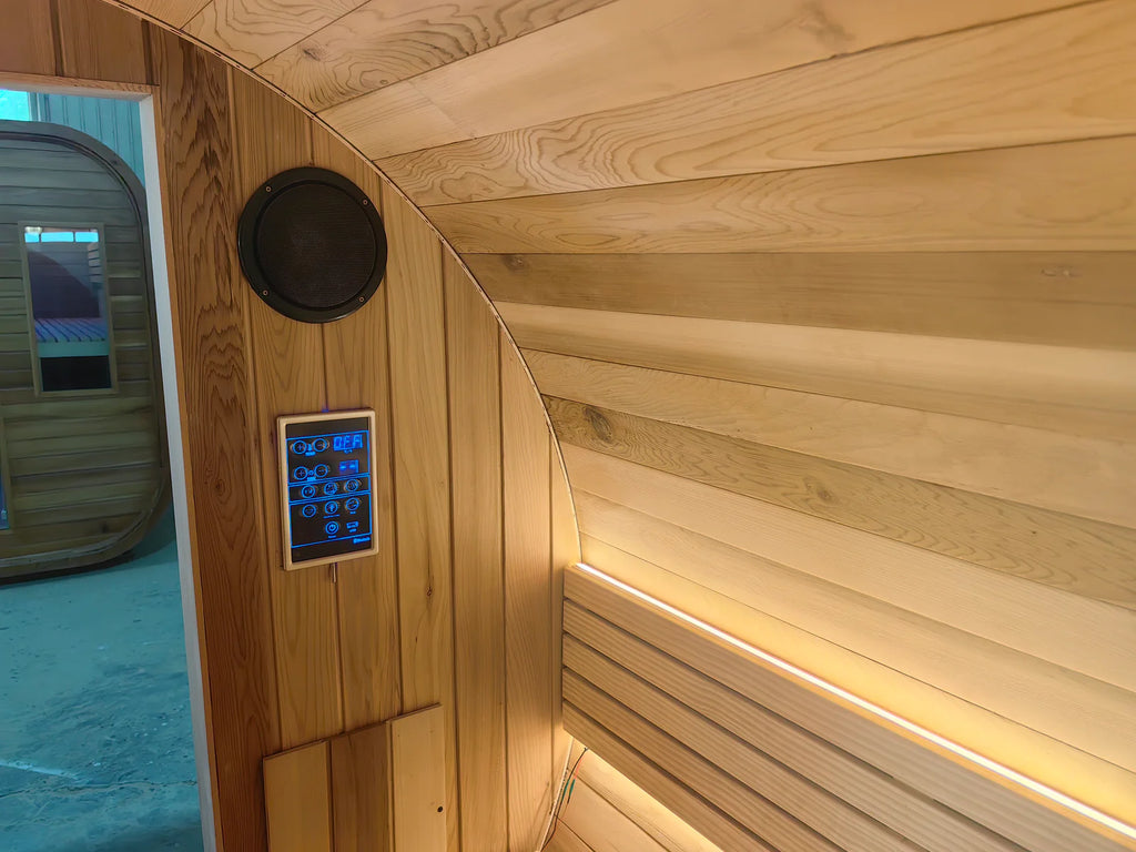 4 - 6 - person modern - designed outdoor sauna room, barrel - shaped traditional Finnish cedar solid - wood steam sauna room for home use