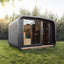 Stylish wooden outdoor cube - shaped sauna, wet - steam sauna, sauna for 4 - 6 people, outdoor sauna