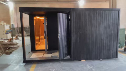 Full‑View Outdoor Infrared Multi‑Person Wooden Sauna